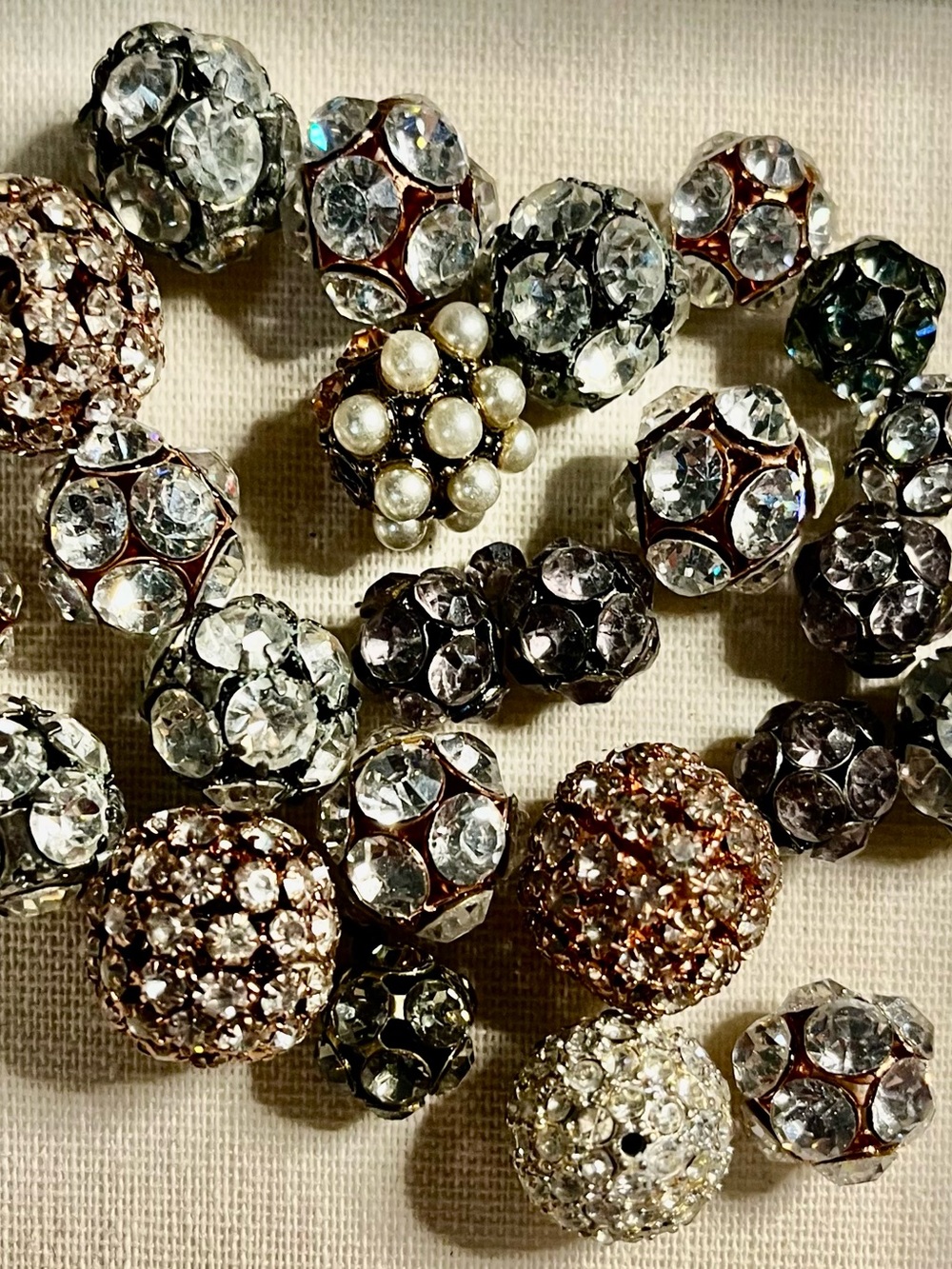 Crystal Pavé Bead Mix - Clear, Gold & Rose Gold Accent Beads